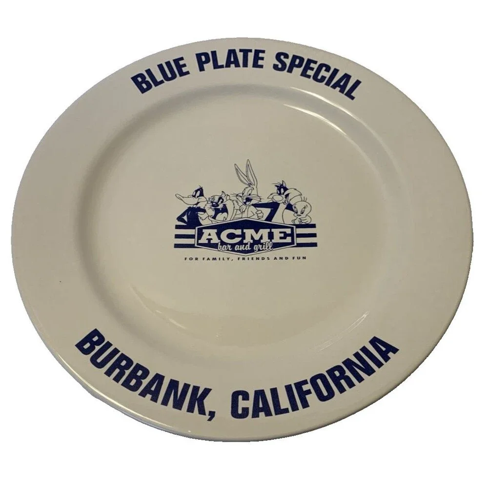 Acme Bar and Grill Blue Plate Special 12” Platter Looney Tunes Burbank